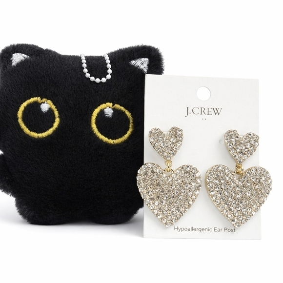 J.Crew Glittering Gold Heart Earrings - Picture 2 of 3